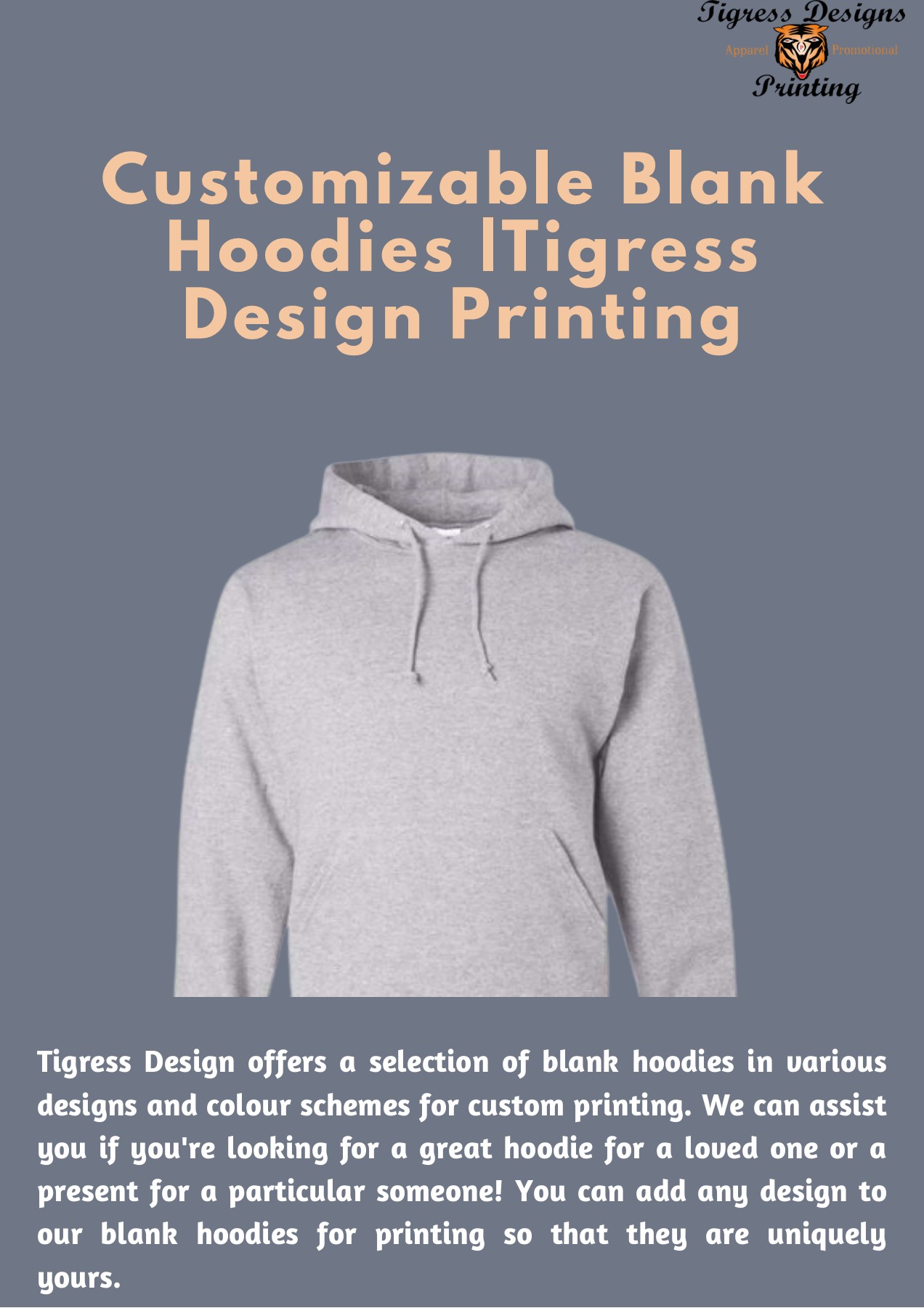 Customizable Blank Hoodies Tigress Design Printing Tigress Design