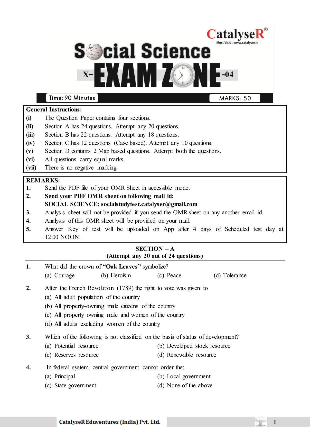 X SOCIAL SCIENCE EXAM ZONE 10 ANIK D Page 1 9
