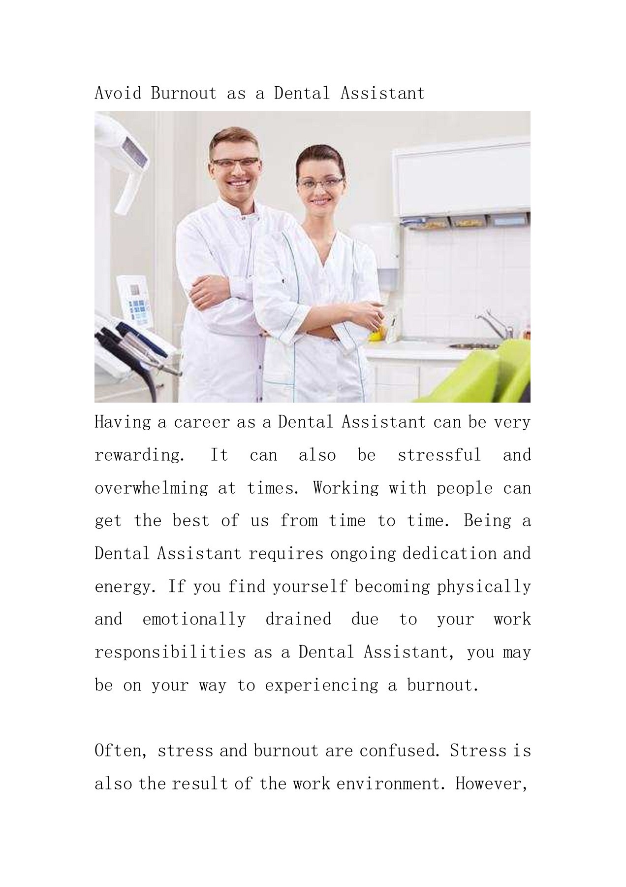 Avoid Burnout as a Dental Assistant paula Page 1 6 Flip PDF