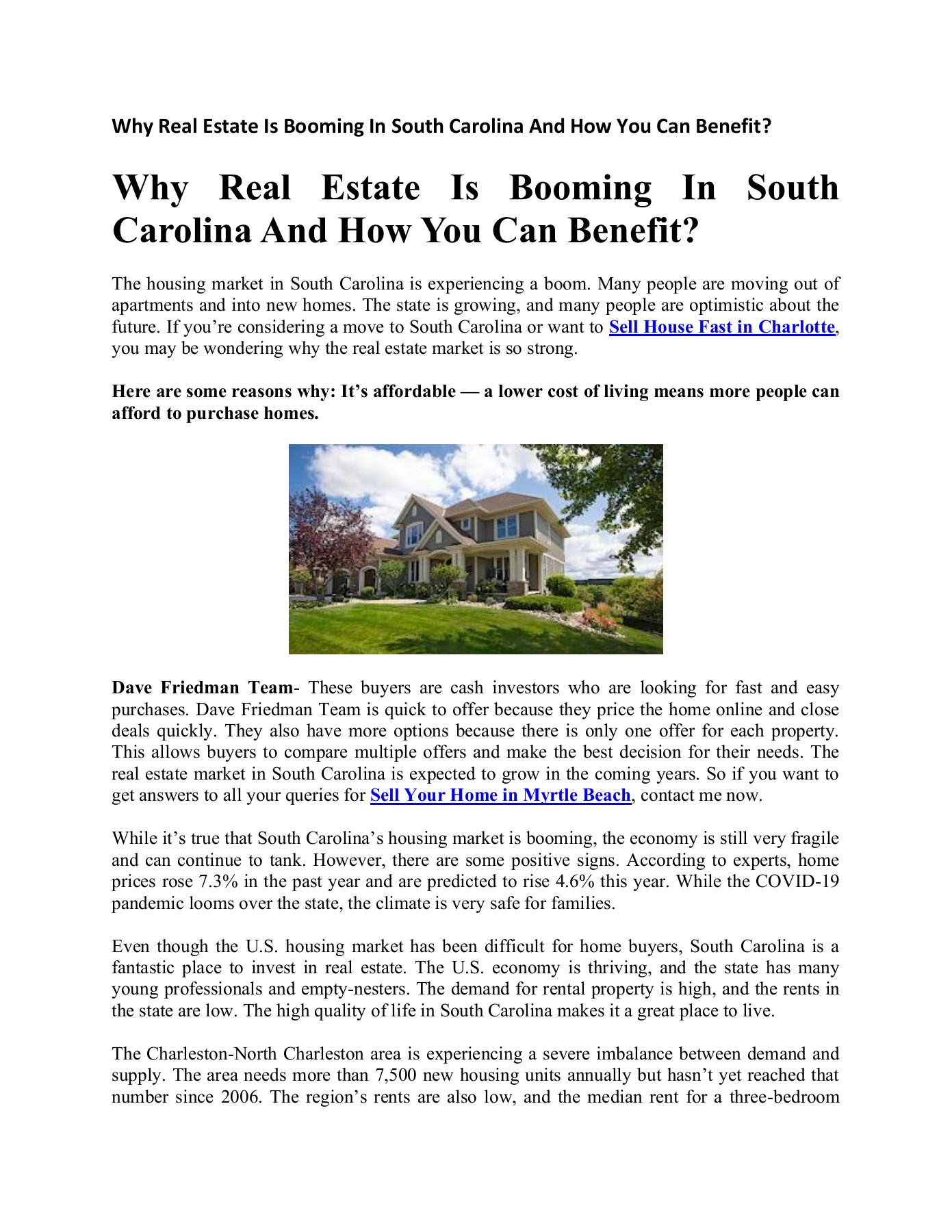 Why Real Estate Is Booming In South Carolina And How You Can Benefit