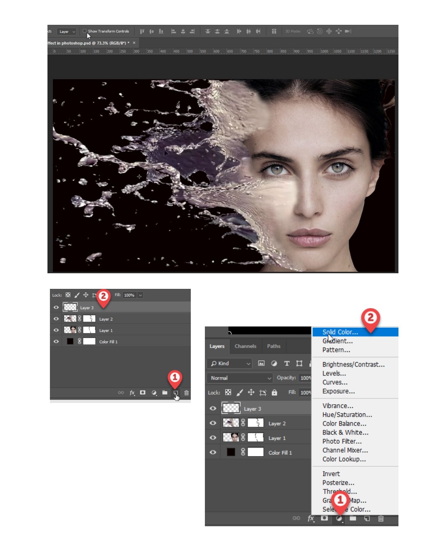 Splash water effect in tutorial cc 542_3D หน้าหนังสือ 12