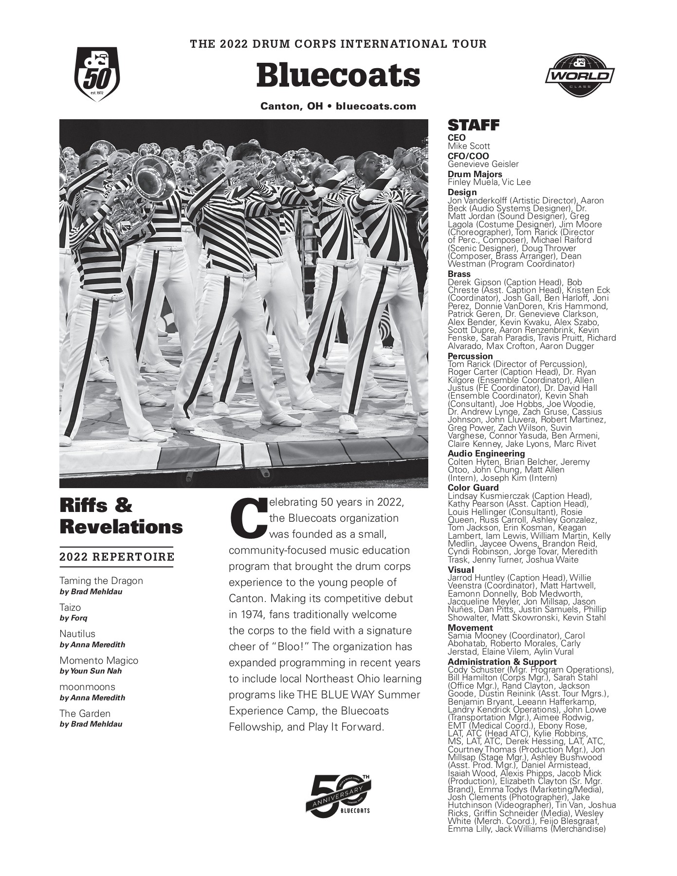 Drum Corps International 50th Anniversary Program Information Drum