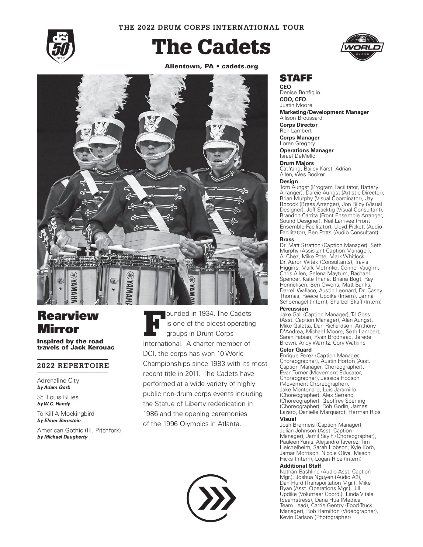 Drum Corps International 50th Anniversary Program Information Drum