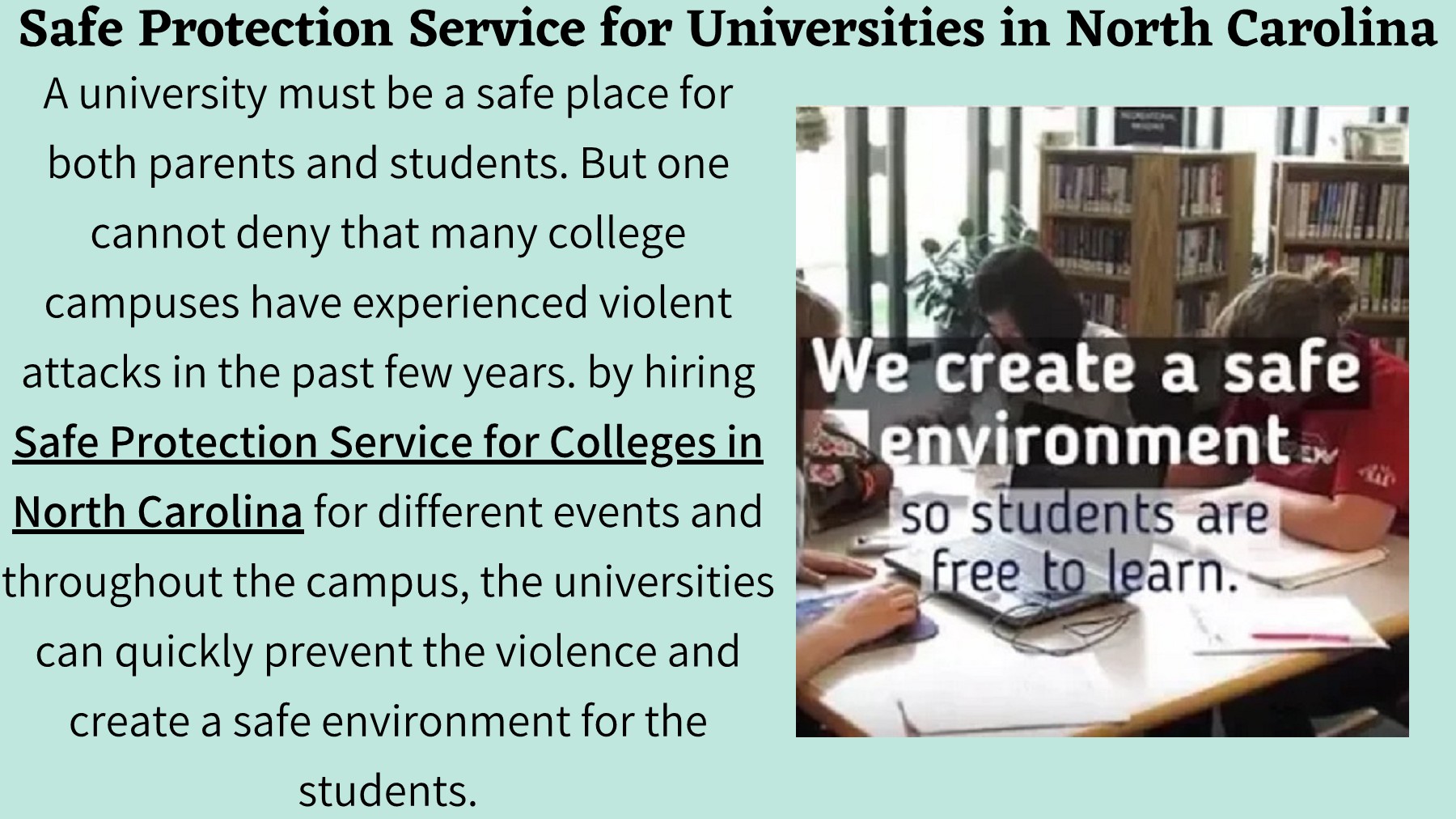 Safe Protection Service for Universities in North Carolina