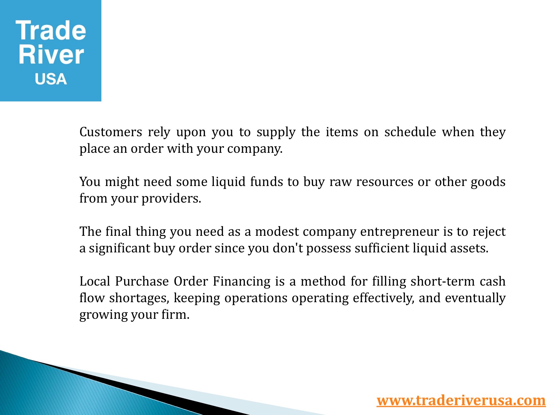 Local Purchase Order Financing TradeRiver USA Inc Page 2 Flip PDF