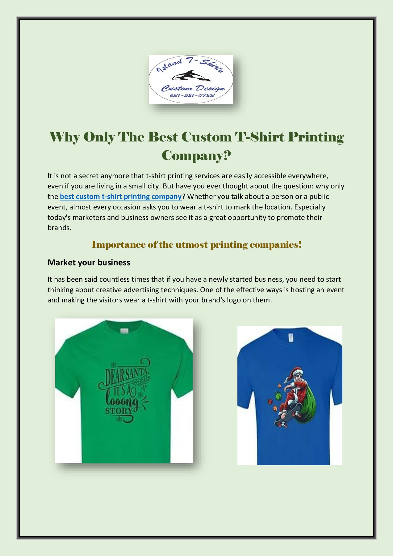 The Best Custom TShirt Printing Company! islandtshirts20 Page 1