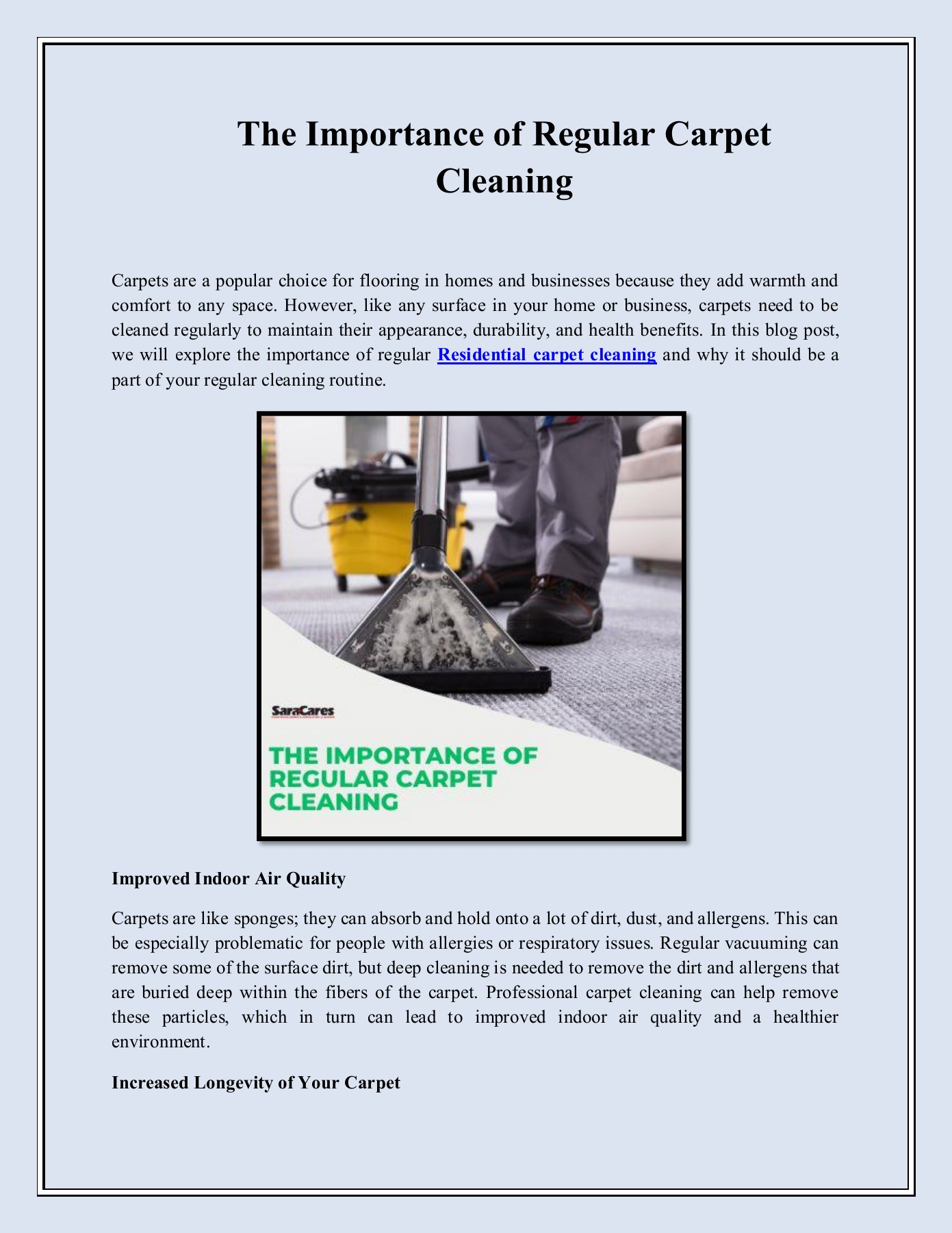 The Importance of Regular Carpet Cleaning Sara Cares Page 1 3