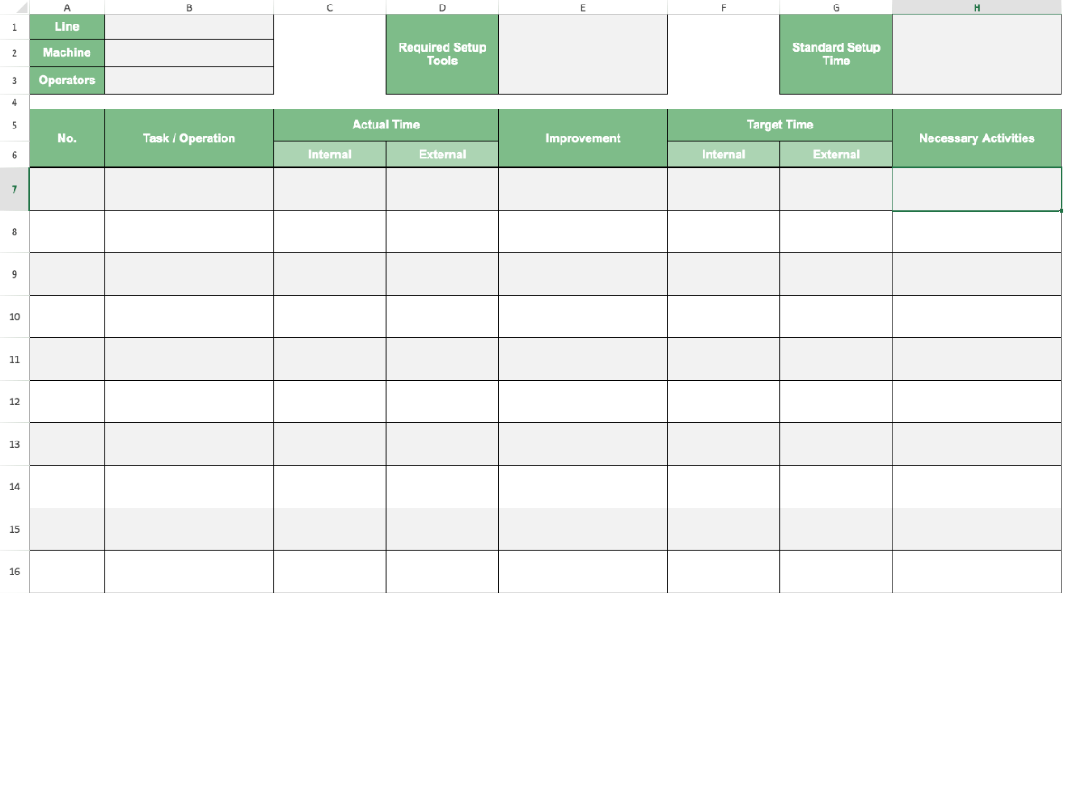 SMED Template Visual Paradigm Tabular