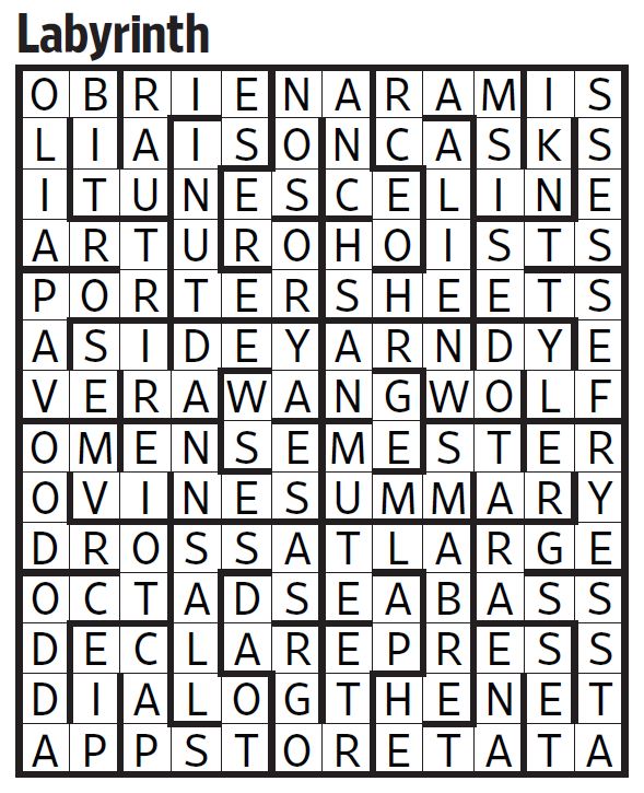 Labyrinth (Saturday Puzzle, May 26) WSJ Puzzles WSJ