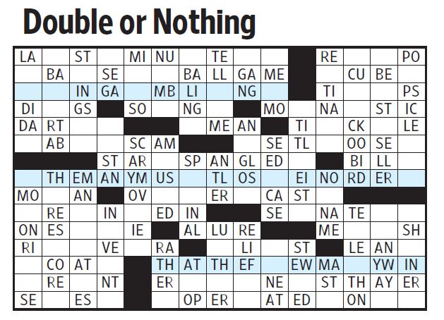 Double or Nothing (Saturday Puzzle, July 7) WSJ