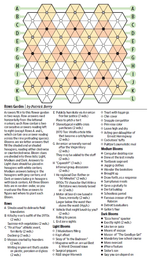 Rows Garden (Saturday Puzzle) WSJ Puzzles WSJ