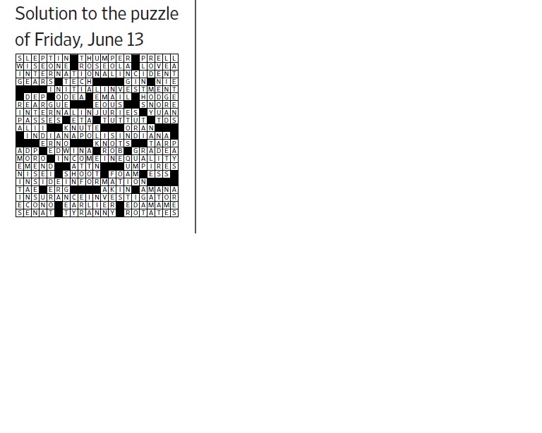 In the Beginning WSJ Puzzles WSJ