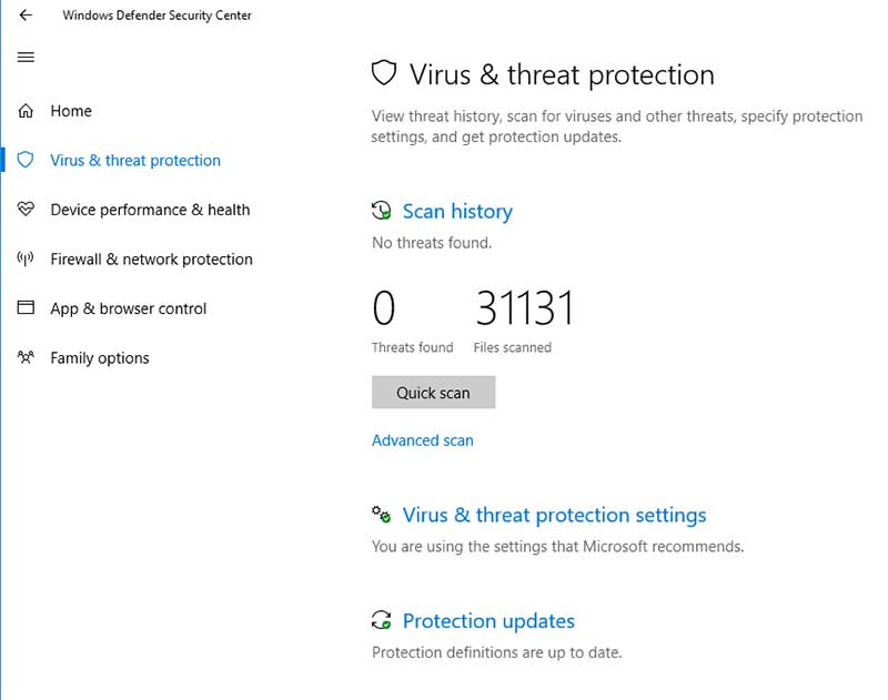 Windows Defender Security Center Online Computer Tips