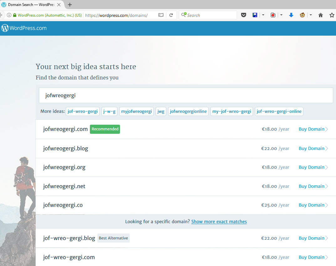 Wordpress you get a domain name