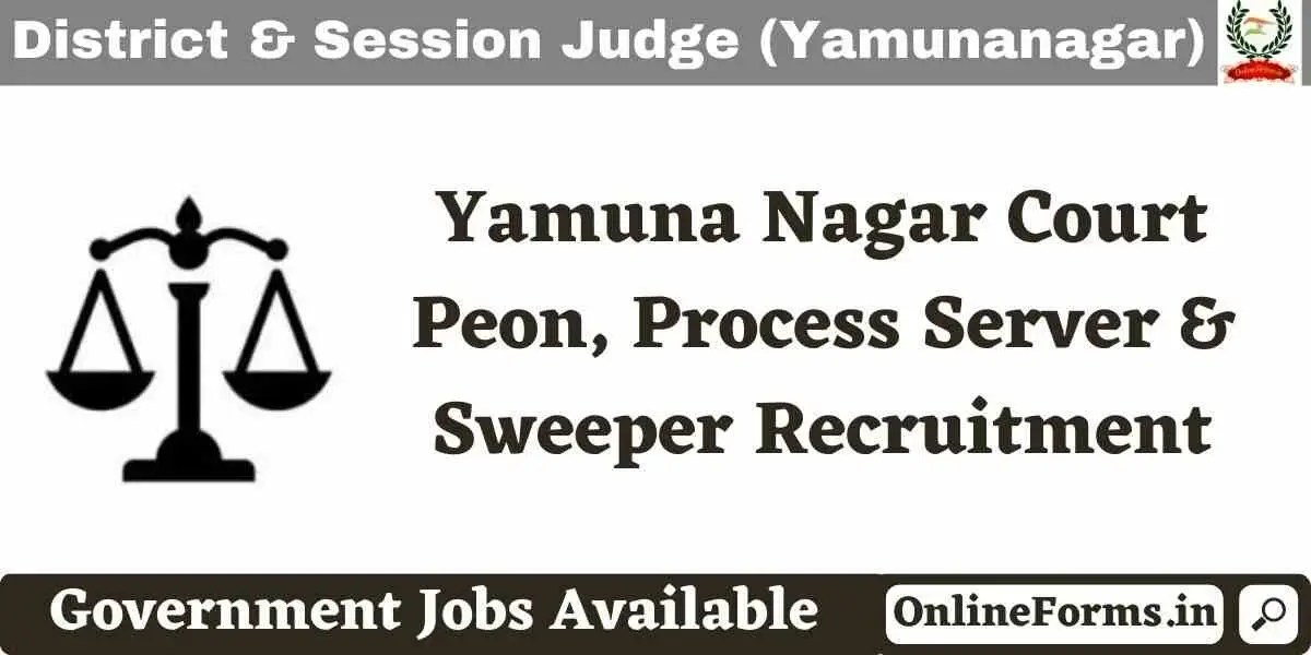 Yamunanagar Court Recruitment 2023 For Peon & Process Server Peon