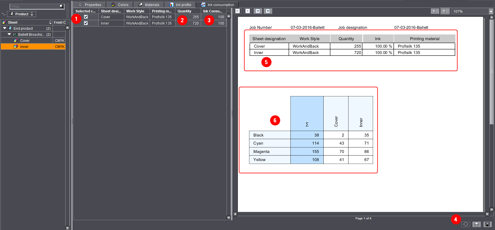 "Ink Consumption" Tab