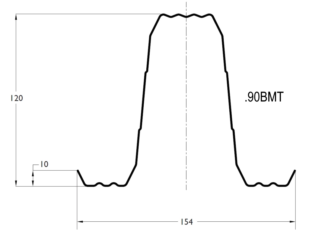 120mm .90BMT Top Hat Batten 7.5m Lengths Online Roofing Australia