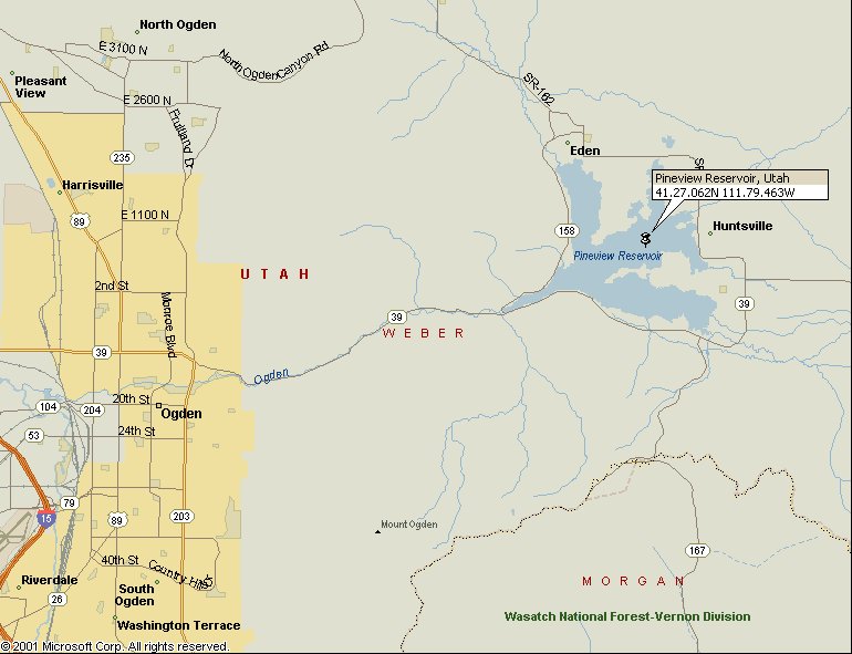 Pineview Reservoir, Utah Map 1