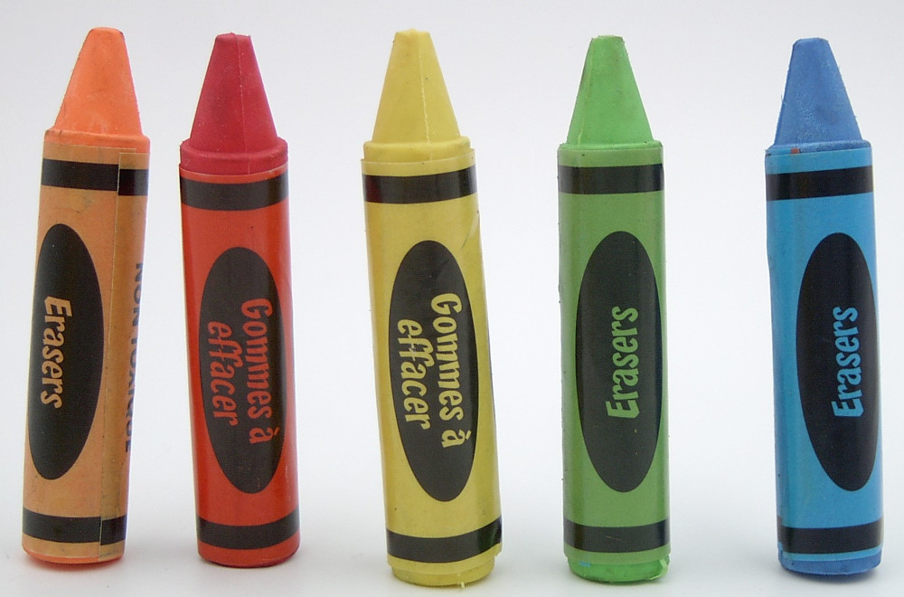 Crayon Erasers Five Colors 36 Count Online Vending