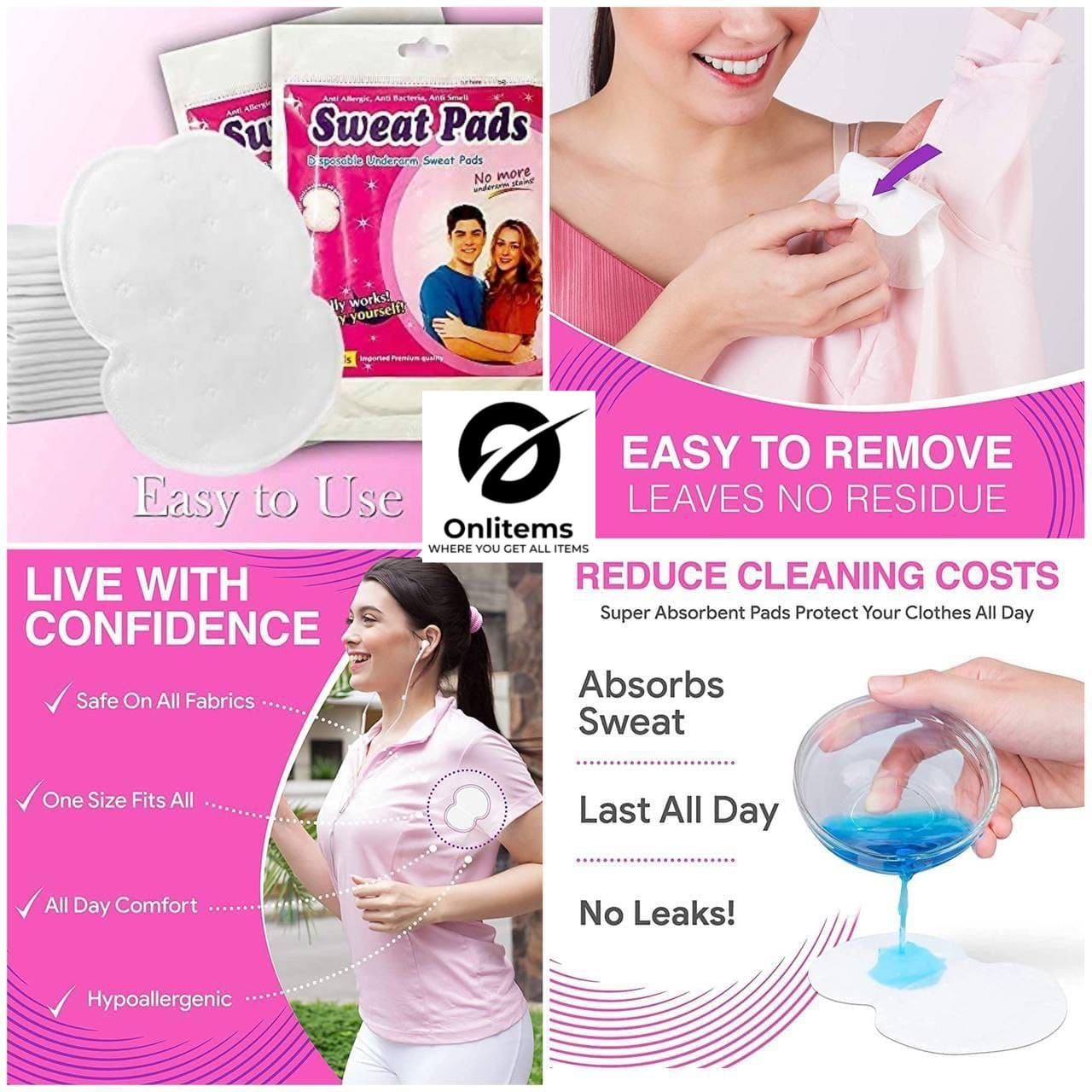 Sweat Pads For Underarms Disposable Highly Absorbent Cotton Onlitems