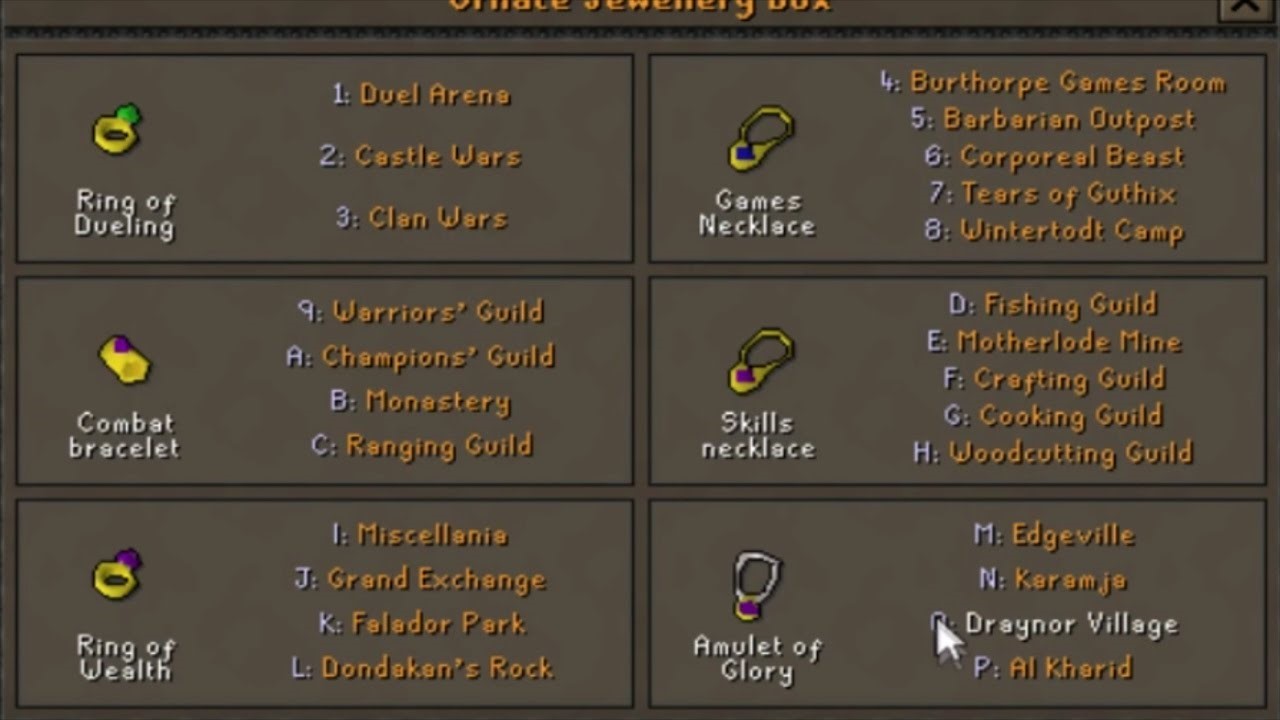 OSRS Jewelry Guide Necklace, Amulet, Ring and Bracelet