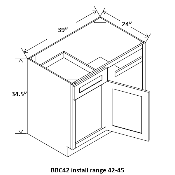42" Wide Blind Base Corner