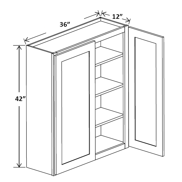36" Wide 42" Tall Wall Double Door