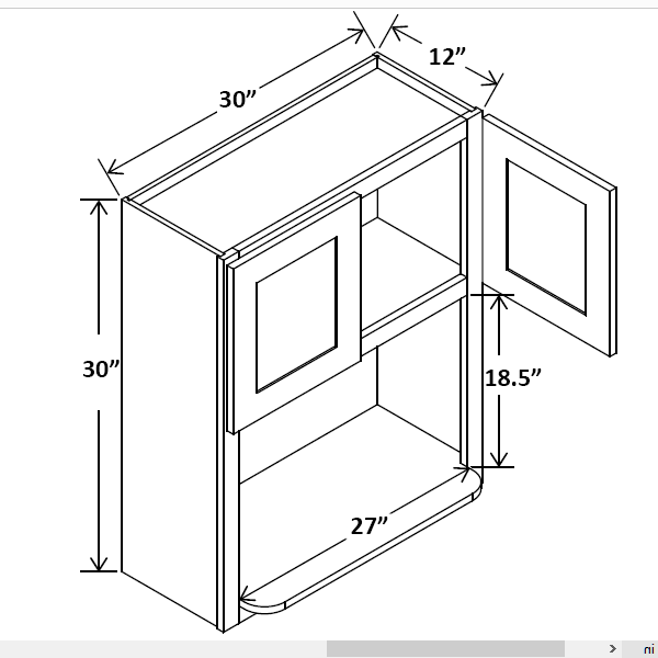 30" Wide 30" Tall Microwave Wall