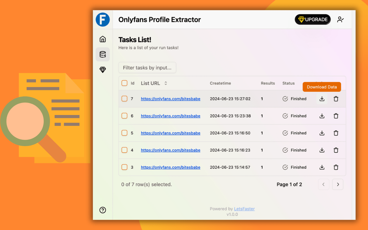 One-click extract Onlyfans profile data from the user home page as