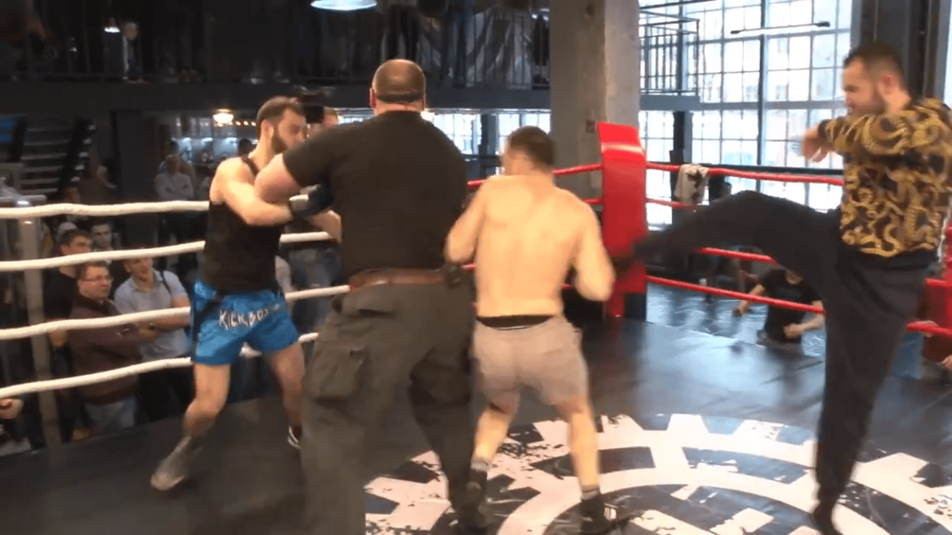 Street Boxer vs Pro Boxer Ends with Brawl in the Ring with Spectators