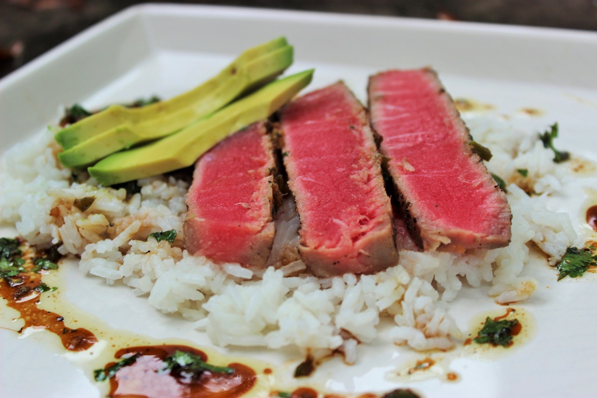 PanSeared Tuna with Avocado, Soy, Ginger, and Lime Only In Arkansas
