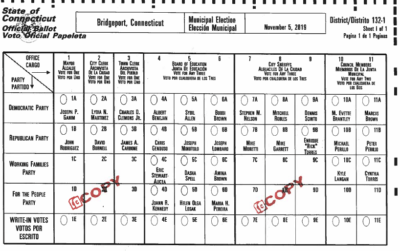 The Nov. 5 Election Ballot Only In Bridgeport®