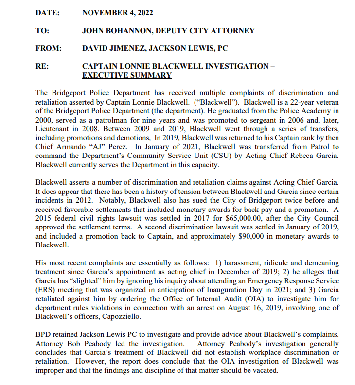 Legal Report Blackwell V. GarciaTwo Police Finalists Only In