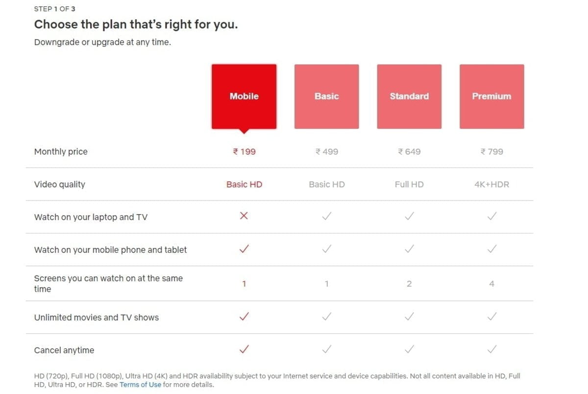 Netflix India Mobile and Basic plan now offers 720p streaming; Standard plan offers 1080p streaming