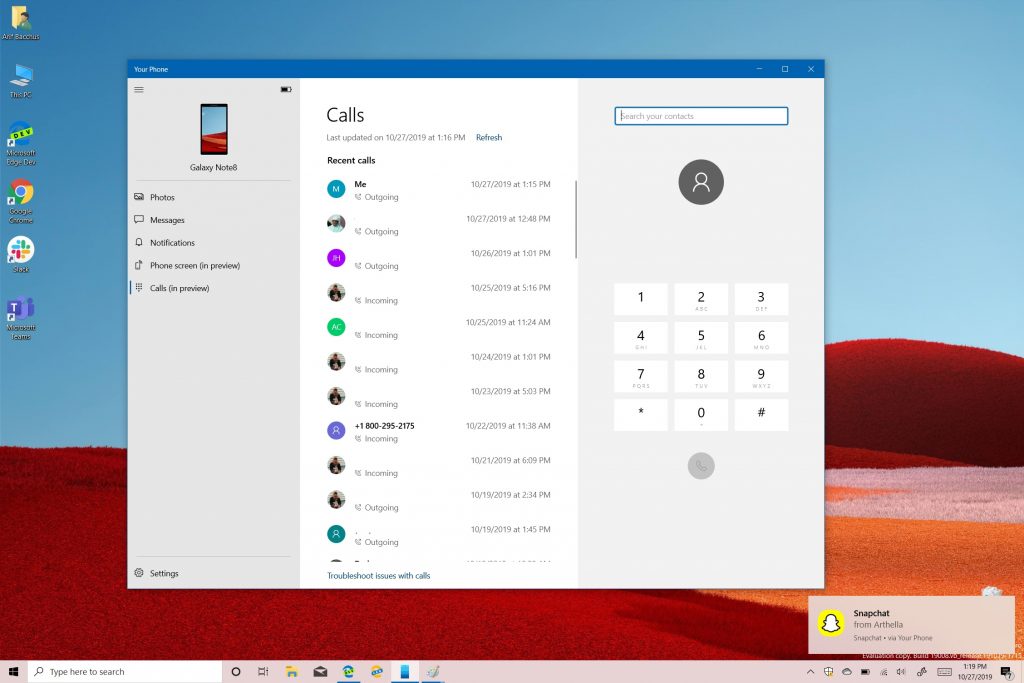 Handson with the Phone Calls feature in the Windows 10 Your Phone App