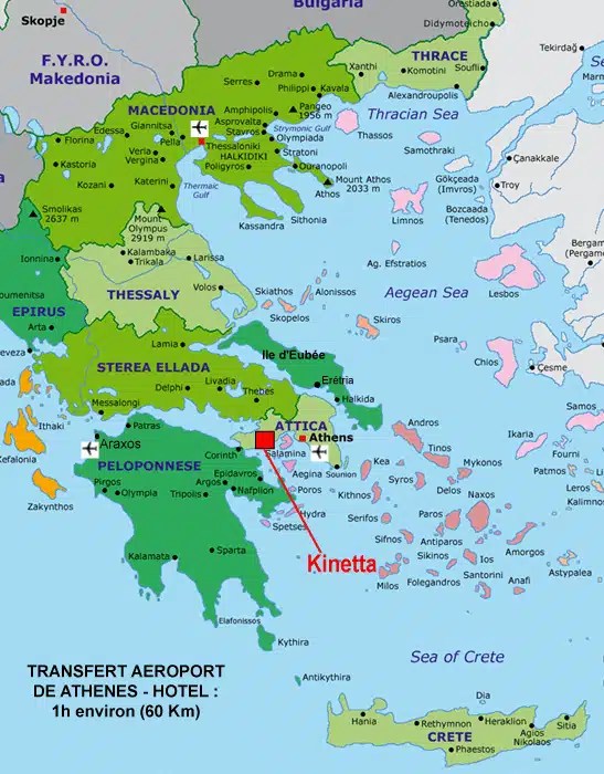 Kinetta Grèce Carte Hôtel 4 étoiles Club Lookea Région d'Athènes, Grèce