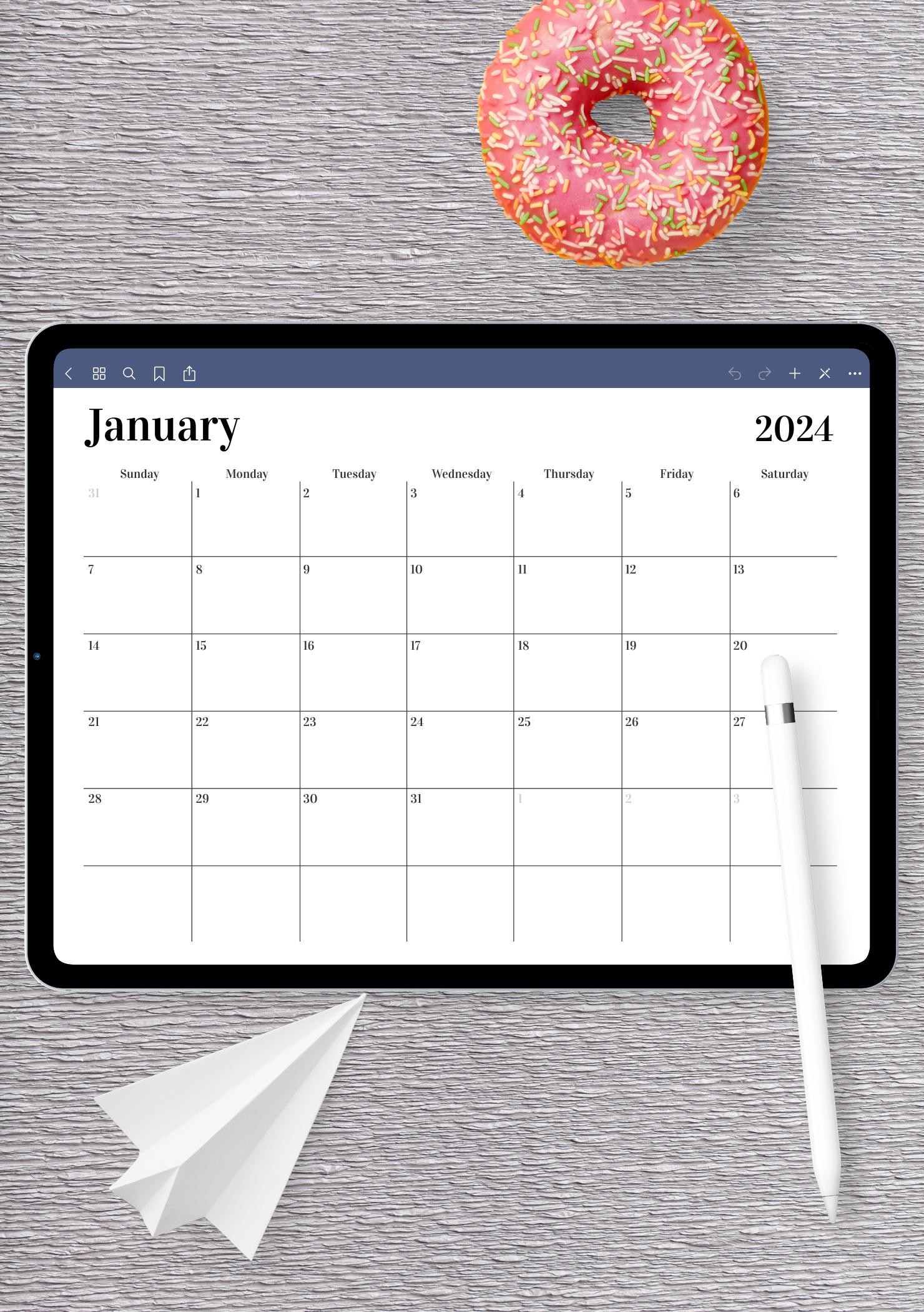 Download Printable Horizontal Monthly Calendar PDF