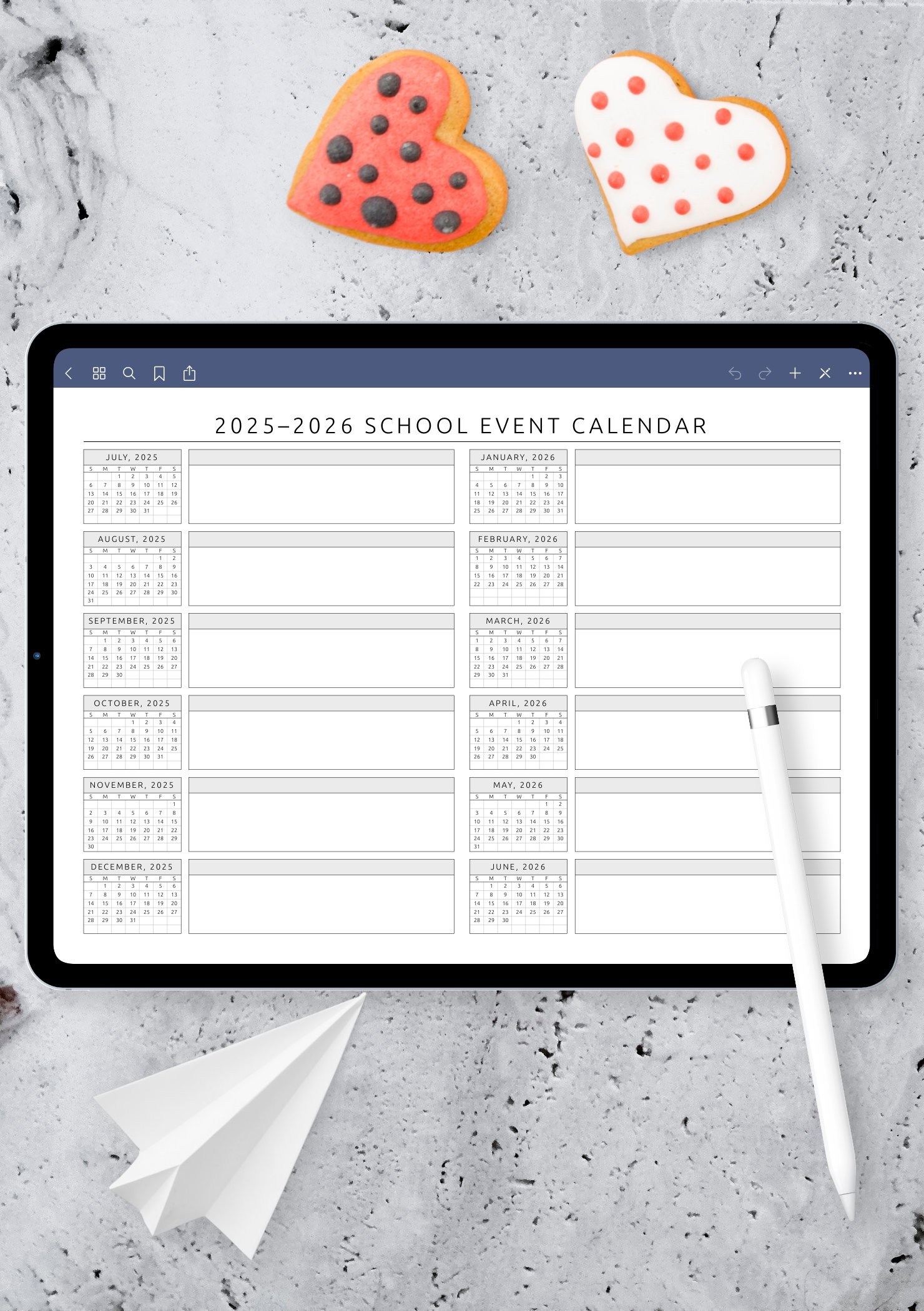 Download Printable School Event Calendar Template PDF