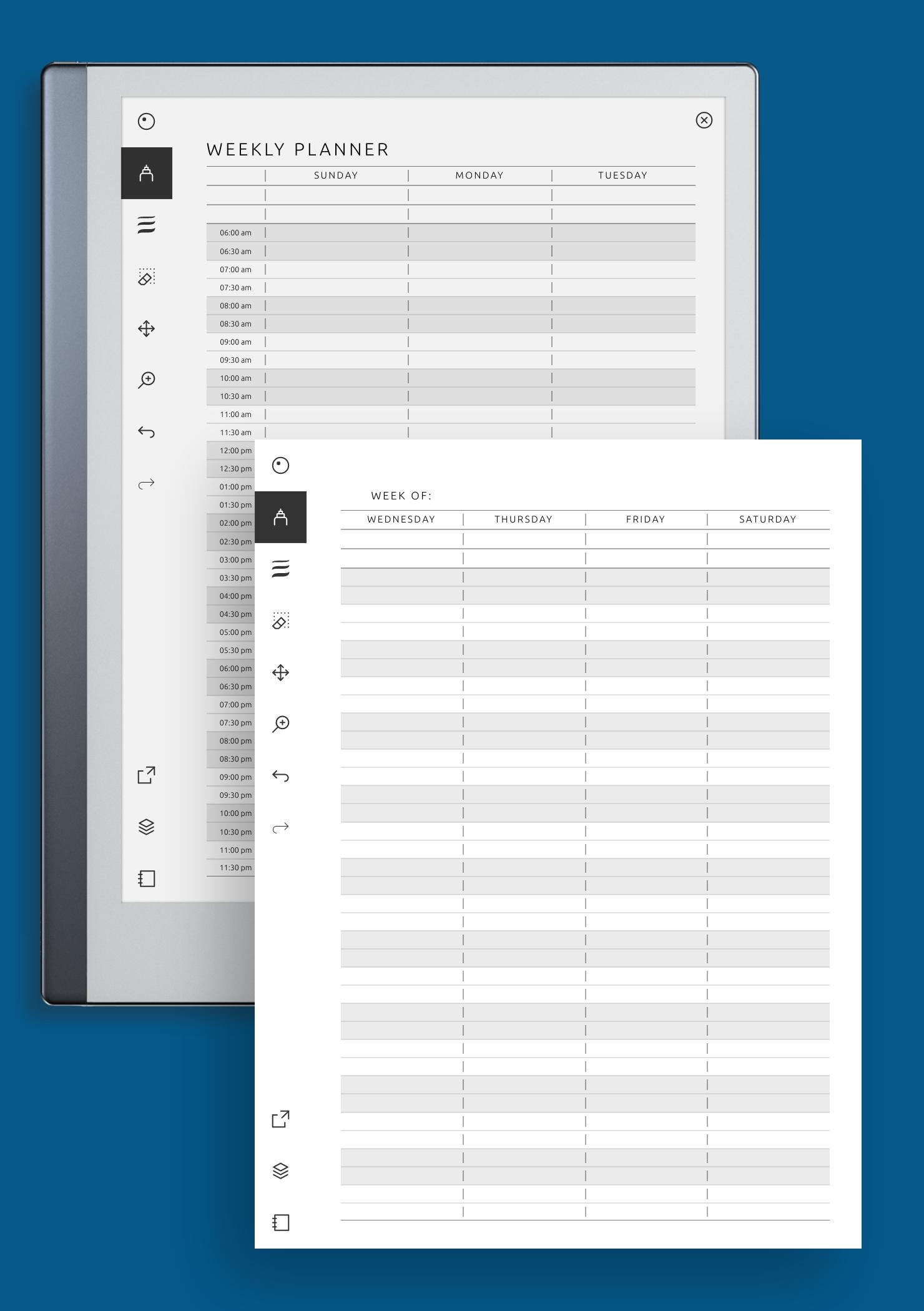Download Printable Twopage weekly hourly scheduler PDF