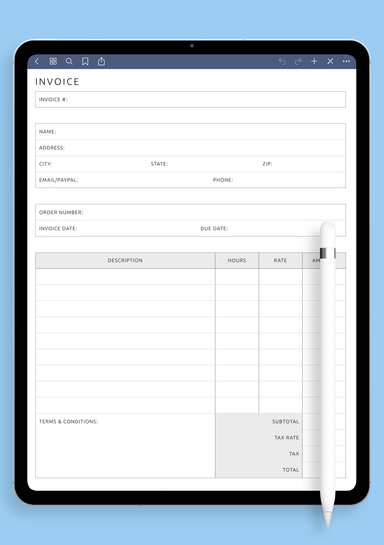 Download Printable Invoice Template PDF