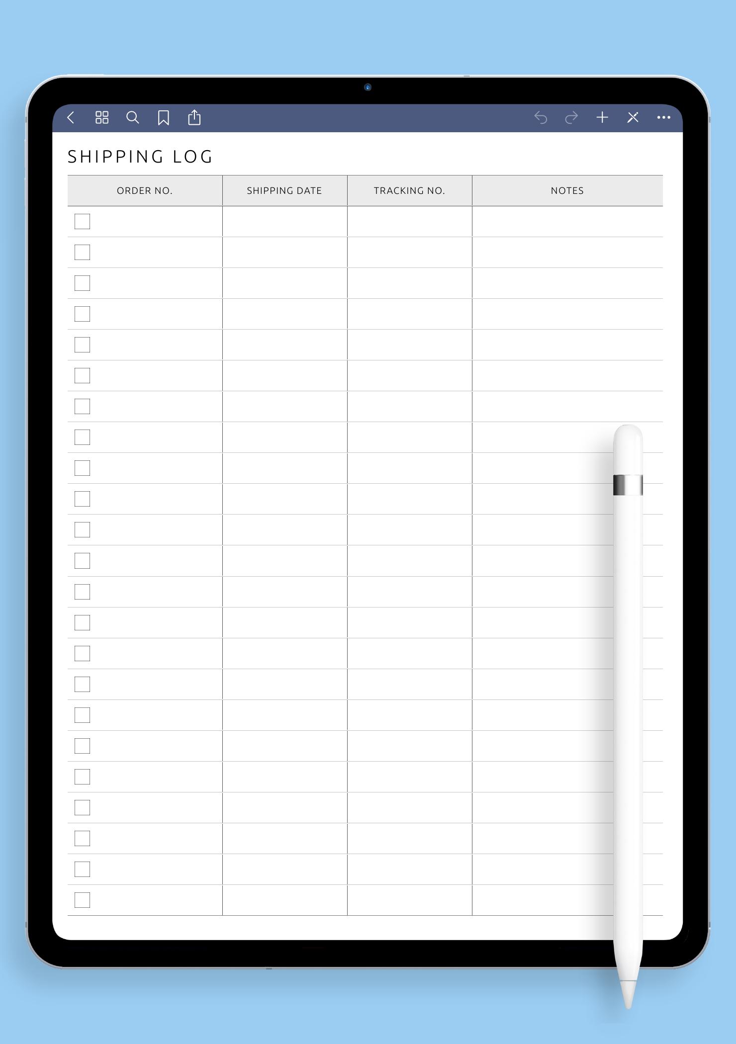 Download Printable Simple Shipping Log Template PDF