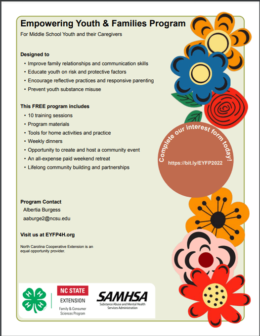 Empowering Youth and Families Program Registration N.C. Cooperative