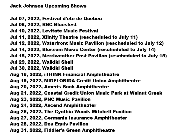 Jack Johnson Ruoff Music Center OnStage