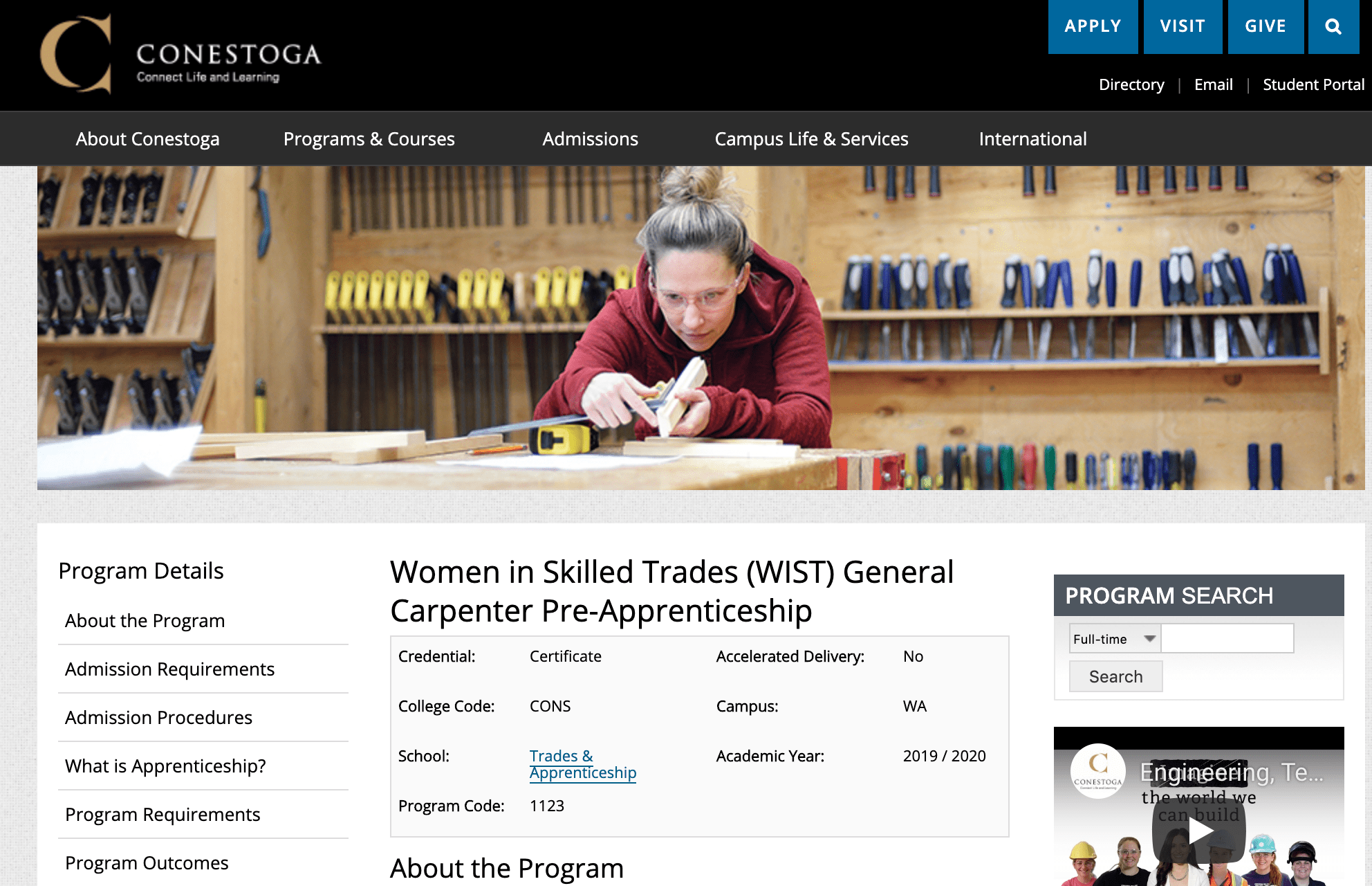 Conestoga College offers preapprenticeship opportunities for women in Waterloo Ontario