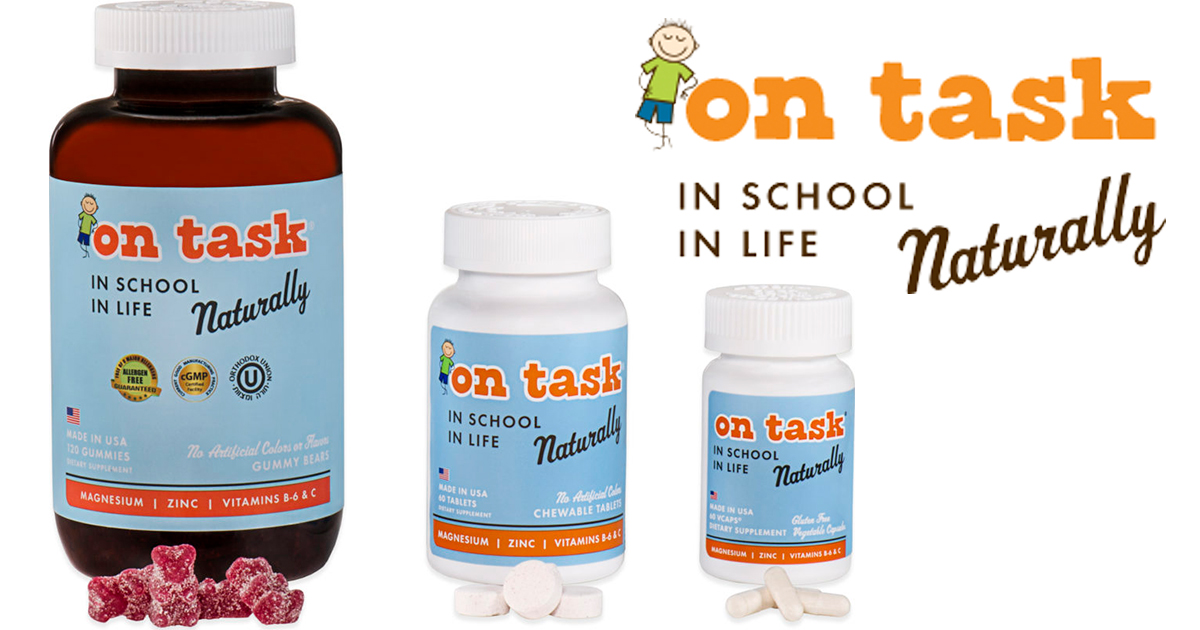 On Task Naturally ADHD Vitamins, Magnesium, Zinc, Vitamin B6, and C