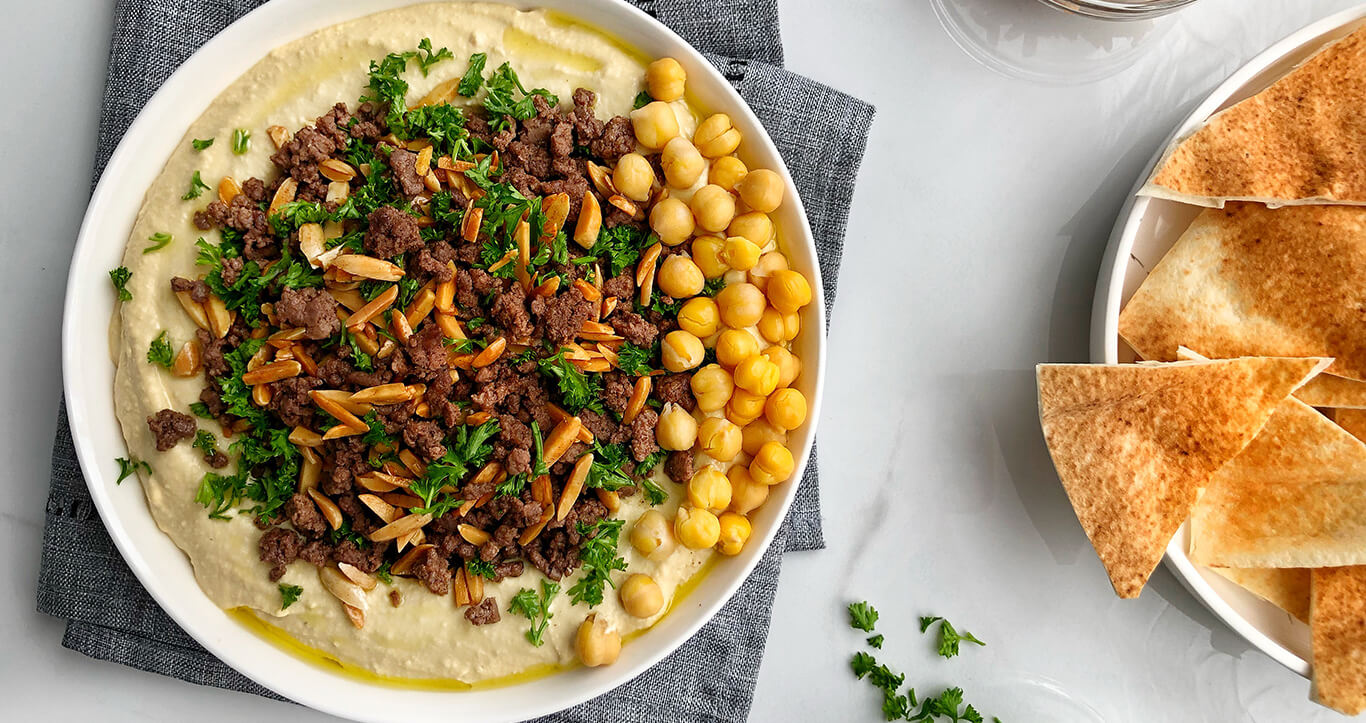 Hummus with Spiced Ground Beef Ontario Beef