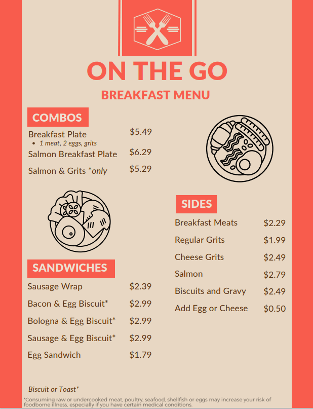 MENU On The Go Gas Stations in Effingham, SC