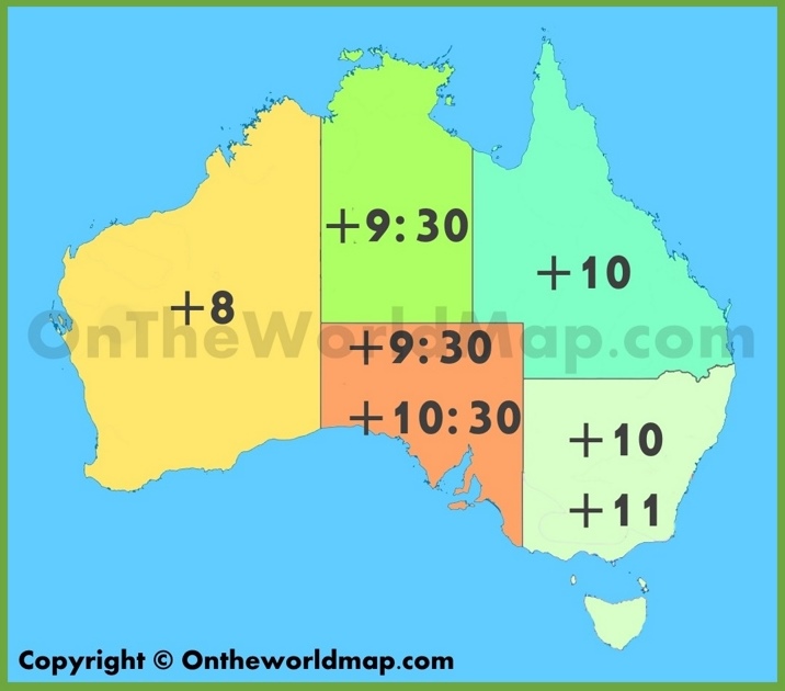 Brisbane Australia Time Zone Map Australian time zone map