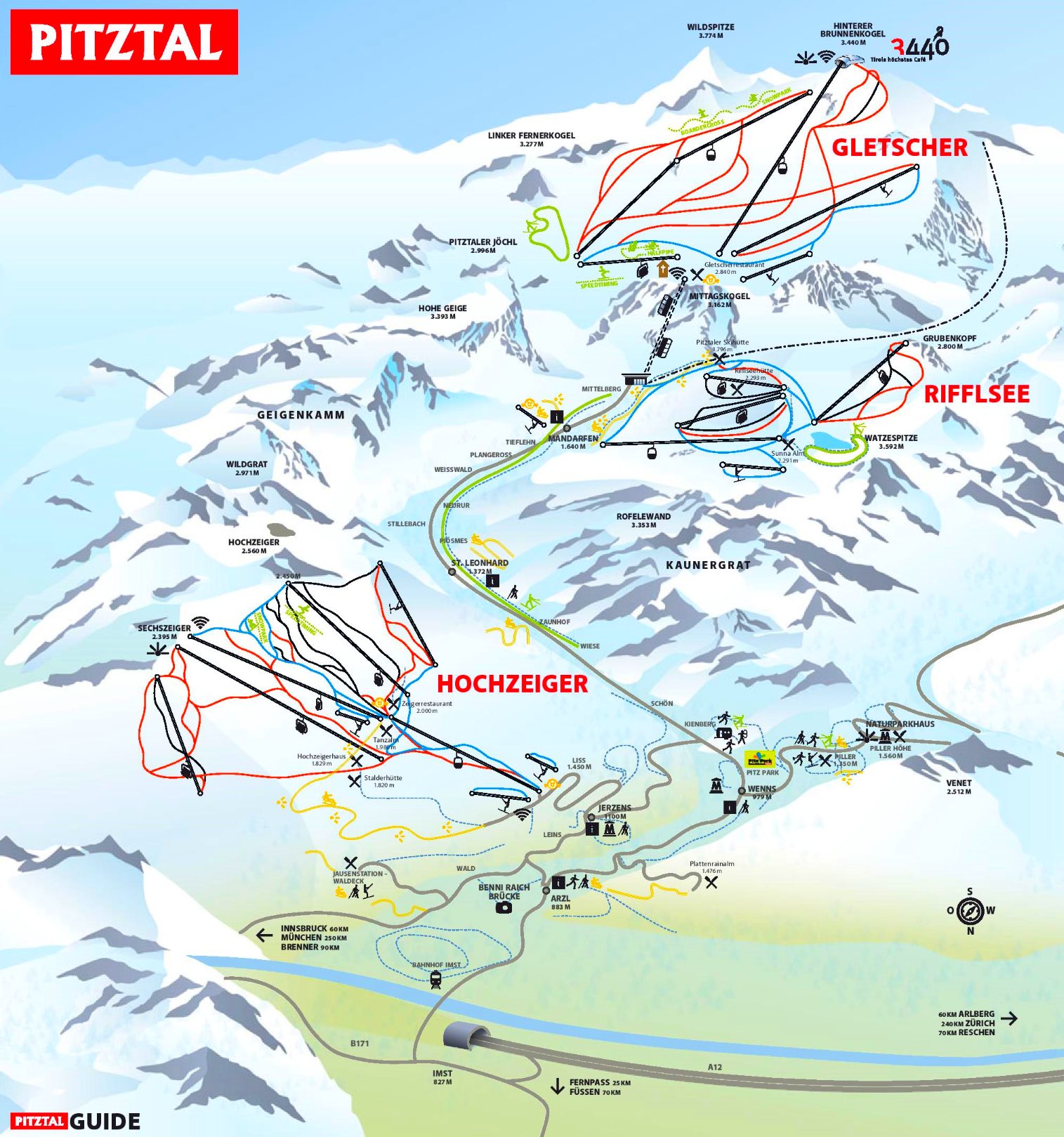 Ötztal Pitztal Karte Pitztal ski map