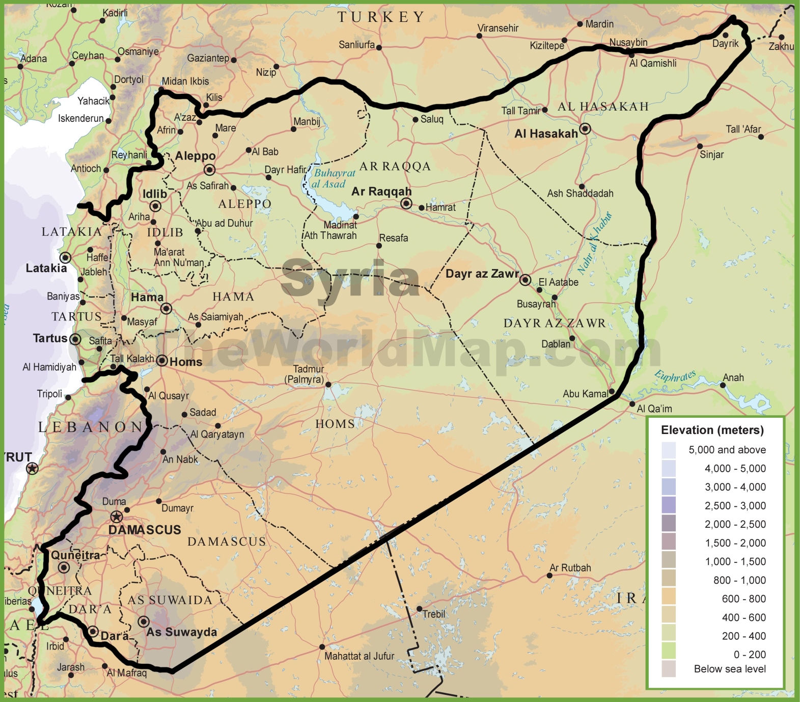 Syria Physical Map
